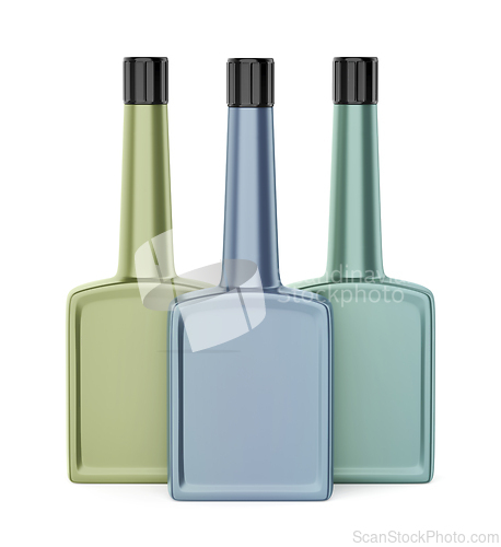 Image of Three different colored plastic bottles