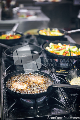 Image of Cooking meat in a frying pan