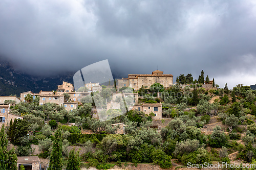 Image of Historic center of town of Deia, Balearic Islands Mallorca Spain.