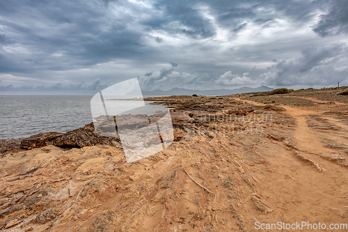 Image of Natural beach near city Can Picafort. Balearic Islands Mallorca Spain.