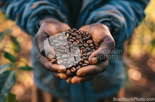 Image of Person Holding a Handful of Coffee Beans, A Close-up Image of a Coffee Lovers Essential Ingredient