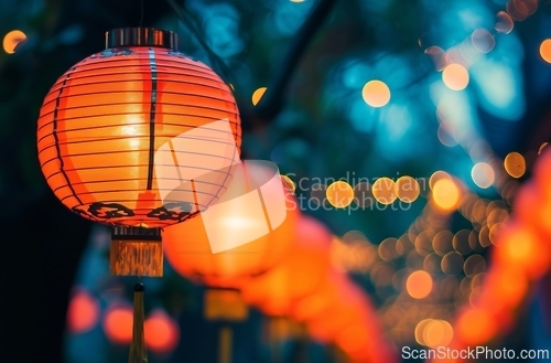 Image of Vibrant Array of Lights Illuminating a Pole With Graceful Radiance