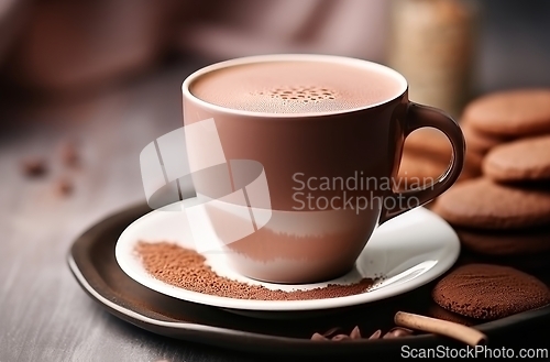 Image of A Cup of Coffee and Cookies on a Plate