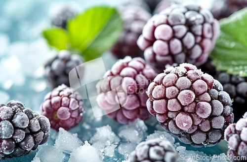 Image of Assorted Frozen Berries Arranged on Ice