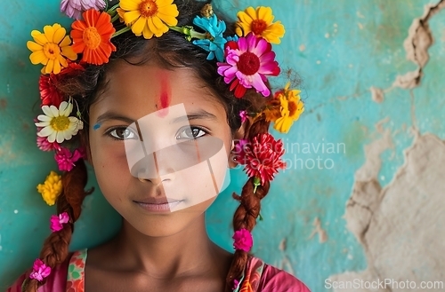 Image of Young Girl With Flowers in Hair