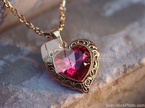 Image of Heart Shaped Necklace Resting on a Rock - Love and Nature Inspired Jewelry Pendant