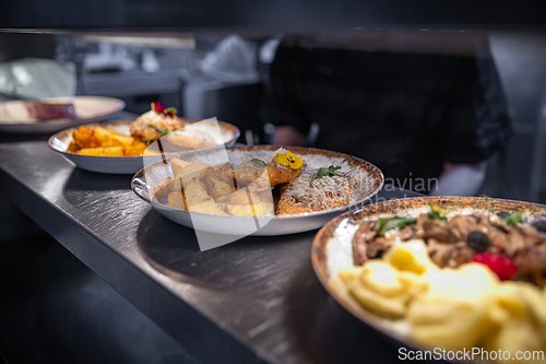 Image of Restaurant counter with different lunch menu