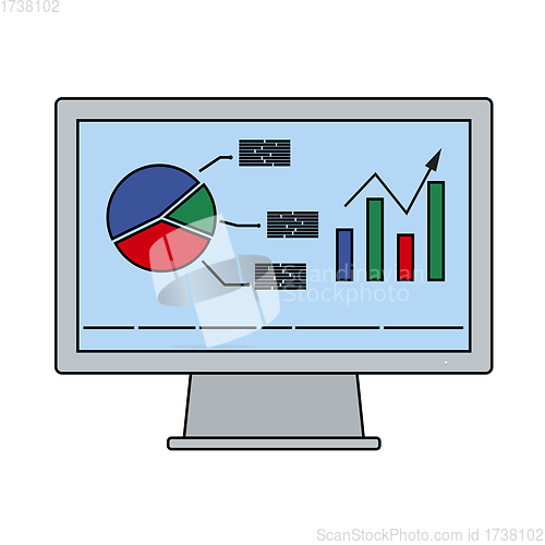 Image of Monitor With Analytics Diagram Icon