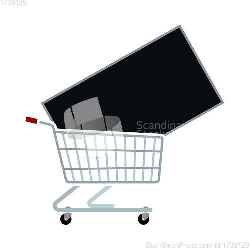 Image of Shopping Cart With TV Icon