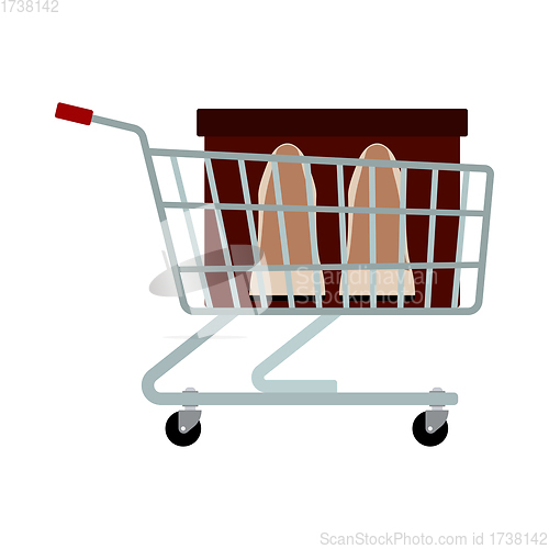 Image of Shopping Cart With Shoes In Box Icon