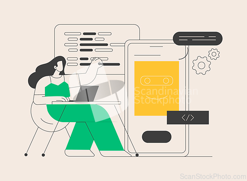 Image of Chatbot app development abstract concept vector illustration.