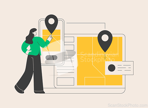 Image of Cross-device tracking abstract concept vector illustration.
