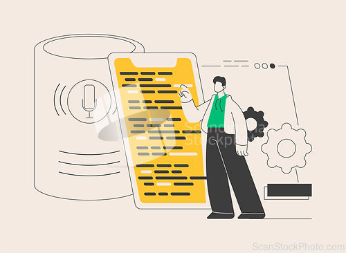 Image of Smart speaker apps development abstract concept vector illustration.