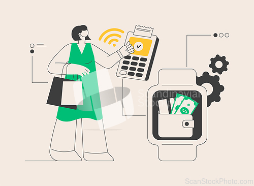 Image of Smartwatch payment abstract concept vector illustration.