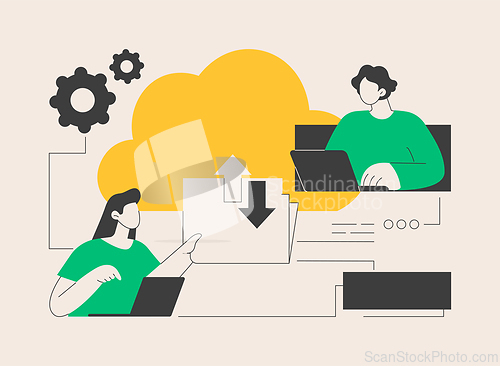 Image of Cloud collaboration abstract concept vector illustration.