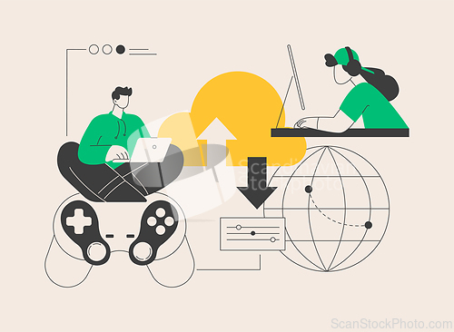 Image of Cloud gaming abstract concept vector illustration.