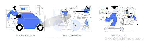 Image of Office transportation isolated cartoon vector illustrations se