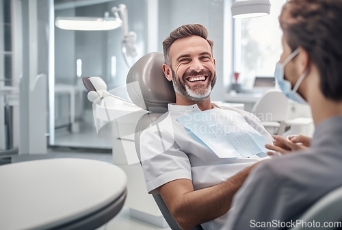 Image of Smiling man in dental chair for a modern check-up