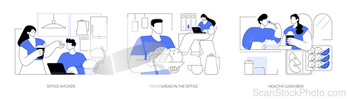 Image of Lunchtime at work isolated cartoon vector illustrations se