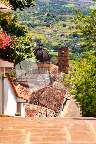 Image of Heritage town Barichara, beautiful colonial architecture in most beautiful town in Colombia.