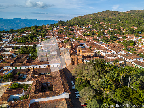 Image of Heritage town Barichara, aerial view of beautiful colonial architecture. Colombia