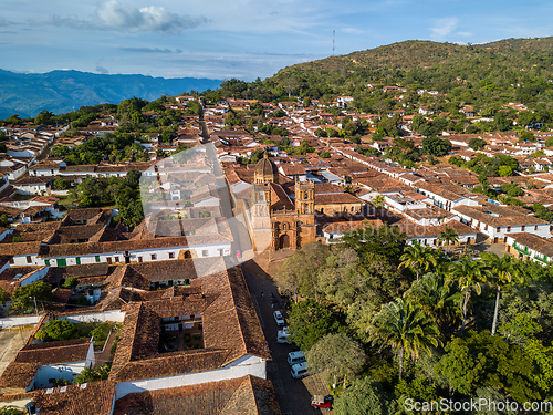 Image of Heritage town Barichara, aerial view of beautiful colonial architecture. Colombia