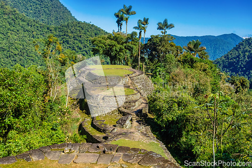 Image of Ciudad Perdida, ancient ruins in Sierra Nevada mountains. Santa Marta, Colombia wilderness