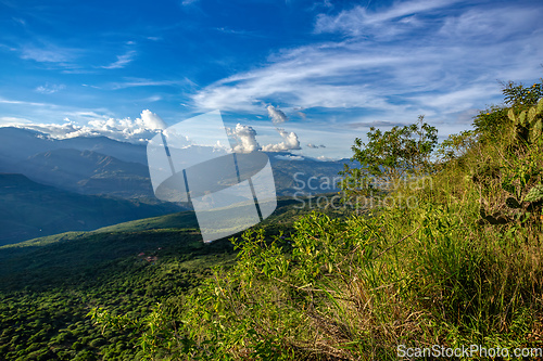 Image of El Camino Real trail in Barichara. Andes mountains, Colombia.