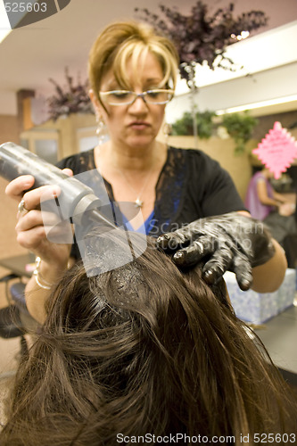 Image of Hairdresser Applying Color