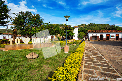 Image of Heritage town Guane, beautiful colonial architecture in most beautiful town in Colombia.