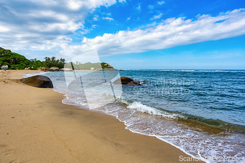 Image of Most beautiful caribbean beach, Playa Arenilla in Tayrona National Park, Colombia