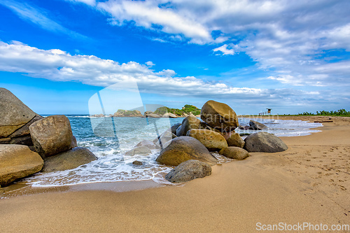 Image of Most beautiful caribbean beach, Playa Arenilla in Tayrona National Park, Colombia