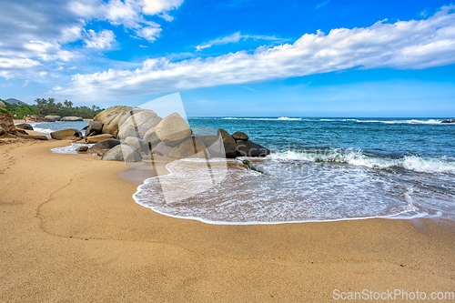 Image of Most beautiful caribbean beach, Playa Arenilla in Tayrona National Park, Colombia
