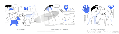 Image of Pet care services isolated cartoon vector illustrations se