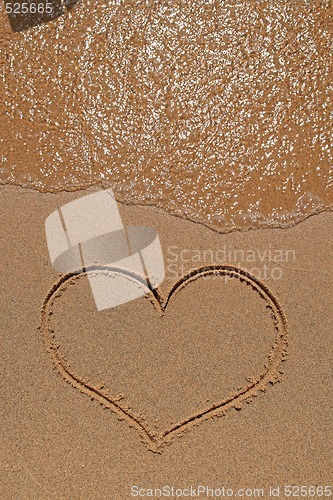 Image of Heart drawing on sandy beach