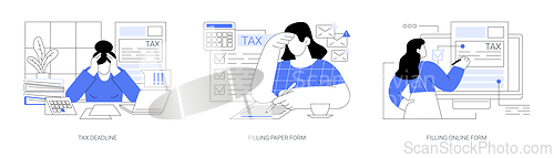 Image of Filing taxes isolated cartoon vector illustrations se
