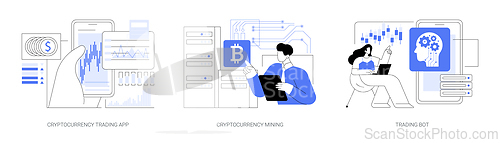 Image of Cryptocurrency trade isolated cartoon vector illustrations se