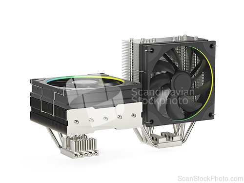Image of Different types of computer processor coolers