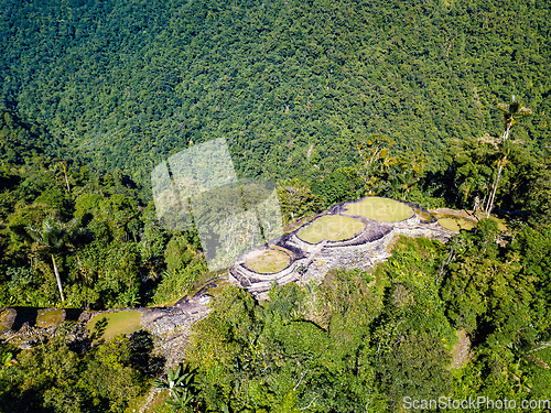 Image of Ciudad Perdida, ancient ruins in Sierra Nevada mountains. Santa Marta, Colombia wilderness