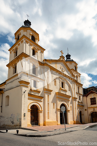 Image of Church of Nuestra Senora de la Candelaria, called the Iglesia de la Candelaria, Catholic parish church in Bogota, Colombia.