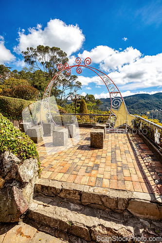 Image of Monserrate mountain that dominates the city center of Bogota, the capital city of Colombia.