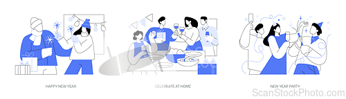 Image of New Year celebration isolated cartoon vector illustrations se