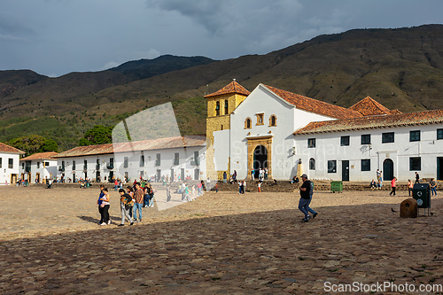Image of Plaza Mayor in Villa de Leyva, Colombia, largest stone-paved square in South America.
