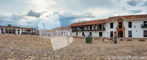 Image of Plaza Mayor in Villa de Leyva, Colombia, largest stone-paved square in South America.