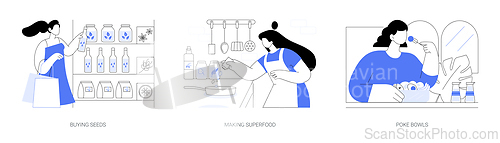 Image of Eating superfoods isolated cartoon vector illustrations se