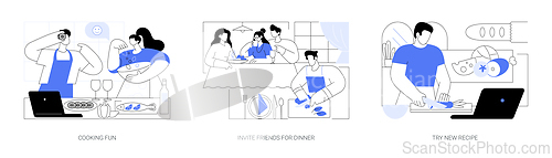 Image of Dinner at home isolated cartoon vector illustrations se