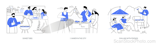 Image of Outdoor BBQ isolated cartoon vector illustrations se