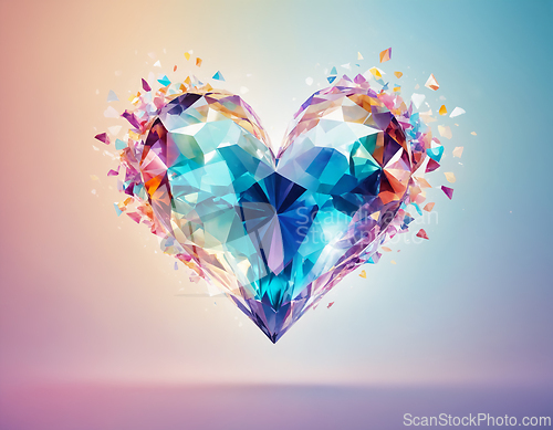 Image of Abstract multicolored heart in the form of a gemstone surrounded