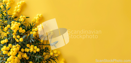 Image of Vibrant Yellow Mimosa Flowers on Bright Background