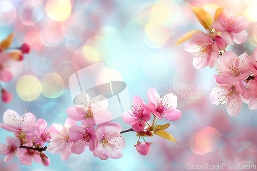 Image of Spring Cherry Blossoms with Bokeh Background